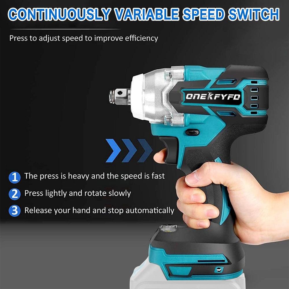 2 IN 1 Brushless Cordless Electric Impact Wrench 1/2 inch Screwdriver Socket Power Tools Compatible for Makita 18V（no battery） - ObrasNet