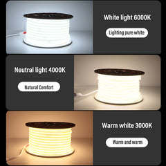 Fita de LED COB 220V à prova d'água para Decoração Exterior 360 LEDs/M RA 90 Alta Luminosidade 3000K 4000K 6000K Fita Flexível de Luz FOB